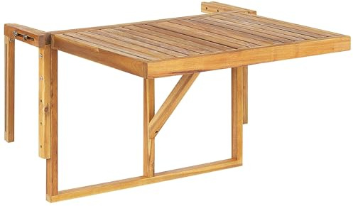 Beliani Balkonhängetisch Akazienholz Hellbraun 60 x 40 cm höhenverstellbar Udine