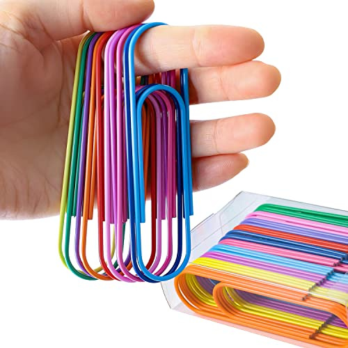 100mm Bunt Büroklammern Groß, Photway 30 Stück Helle Vinylbeschichtete Jumbo Büroklammer für Papiere Schule Bürobedarf