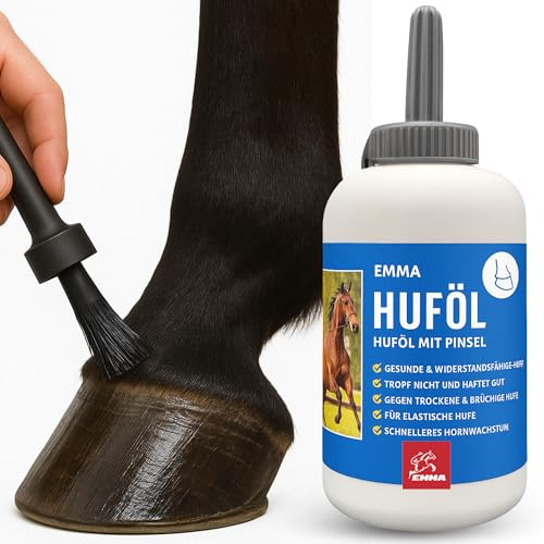 EMMA Huföl Pferd mit Pinsel 480 ml – mit Walnussöl – Hufpflege für Pferde & Ponys – pflegendes Huföl gegen trockene, rissige Hufe & Strahlfäule – Huföl Gel & Strahlmittel