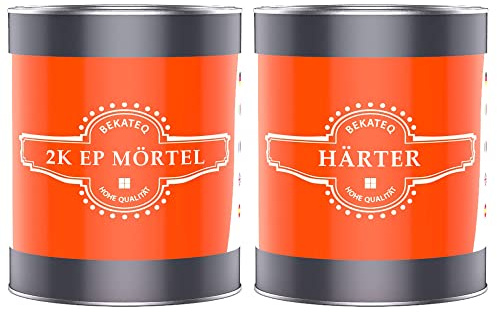 BEKATEQ 2K Reparatur-Mörtel BK-150EP, 1kg I Fugenmörtel-Set aus Epoxidharz mit Härter I Für innen & aussen I Spachtelmasse aus Giessharz für Beton, Holz, Estrich, Metall, Fliesen