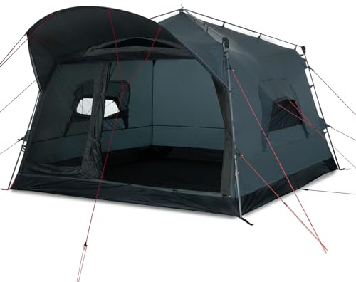 qeedo Quick Villa L, Familienzelt 5 Personen, Sekundenzelt mit Stehhöhe - Stoneblue
