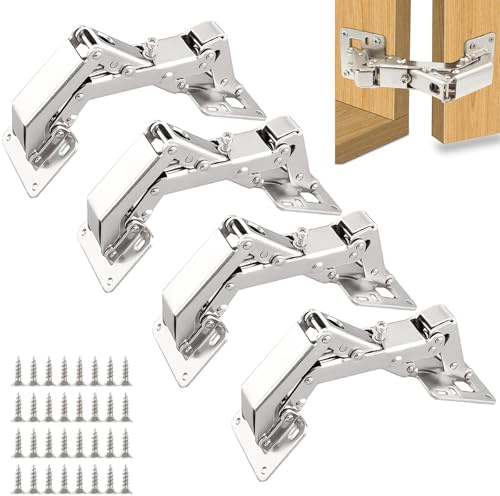 AKOLAFE 4 Stück Scharniere für Schranktüren 175 Grad Möbelscharniere Innenliegend Soft Close Aufschraubscharnier mit Feder für Schranktüren Metall Scharniere Softclose für Holztüren, Schranktüren