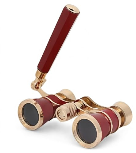 Opera Fernglas, Brillen-Teleskop 3X25 Theaterbrille -Fernglas Concert Portable Compact Lightweight, mit Griff für Erwachsene Kinder Frauen Mädchen im Musical(rot)