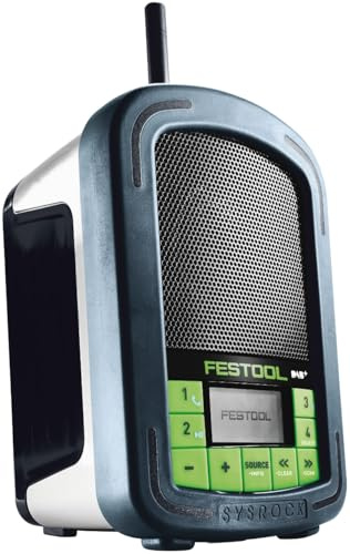 Festool Baustellenradio BR 10 DAB+ SYSROCK mit Netzadapter & Tasche | Digitalradio mit Bluetooth, FM/DAB+, AUX-IN, USB – kompatibel mit Festool 18 V Schiebe-Akkupacks