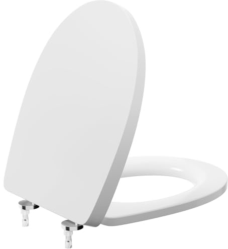 WC Sitz mit Absenkautomatik, Toilettendeckel Oval, Weiß Klobrille, Klodeckel Absenkautomatik, Toilettenbrille, WC Deckel Soft Close, Familien Toilettensitz, Toilet Seat -SOFETIY SERIE
