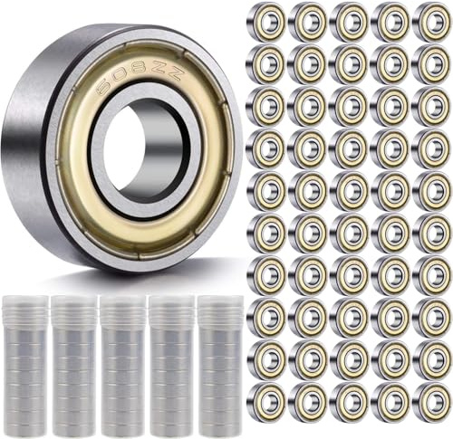 50 Stück 608 ZZ Kugellager, 8mm x 22mm x 7mm Kugellager608, 608ZZ Kugellager Kohlenstoffstahl Metall Double Shielded Miniatur Rillenkugellager für Skateboard Roller Inline Skates