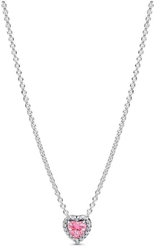PANDORA 398425C02-45 Damen-Halskette Erhabenes Herz Pink 398425C02