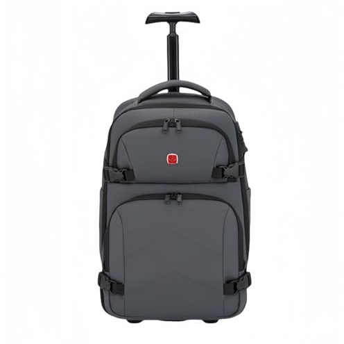 Rummyluck Trolley Rucksack Business Rolling Laptop Rucksack mit Rädern Handgepäck Laptoptasche Rollkoffer für Herren Damen, Grau