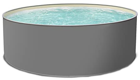 Paradies Pool® Edition grau Einzelbecken rund, 350x120cm (Ø x H), Stahlwandbecken, Poolplane in Sand 0,8mm, Handlauf grau, inkl. Skimmer-Set, Swimmingpool, Menge: 1 Stück