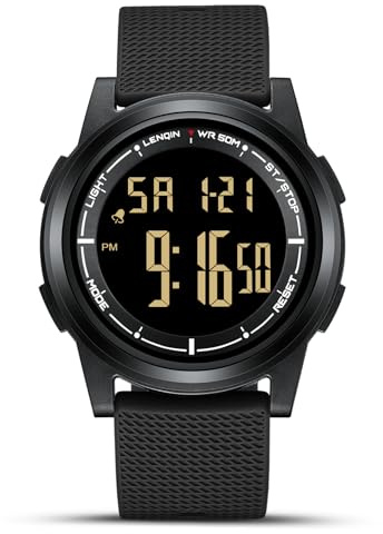 HANPOSH Uhren Herren Digital Herrenuhr 3ATM Wasserdicht Armbanduhr Herren Digitaluhr mit Wecker, Stoppuhr, Kalender