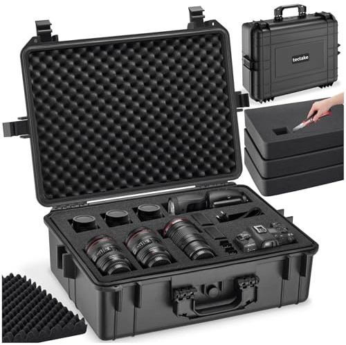 tectake® Kamerakoffer, Universalkoffer, Outdoor Box wasserdicht als Transportkoffer, Hardcase zur Lagerung von Kamera, Beamer klein, Foto Aufbewahrungsbox, LxBxH: 56 x 42 x 21 cm