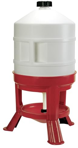 Kerbl Hobbyfarming Geflügeltränke 30L, Hühnertränke, Kunststoff, Höhe 70cm, von oben befüllbar, mit breiten Standfüßen, regulierbarer Wasserzufluss