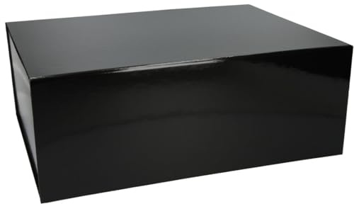 ideas in boxes Premium Geschenkbox mit Deckel, faltbar, Geschenkkarton, Magnetbox, Geschenkverpackung für Weihnachten & Geburtstag, Magnetfaltbox, Schwarz glänzend, 40x30x15cm