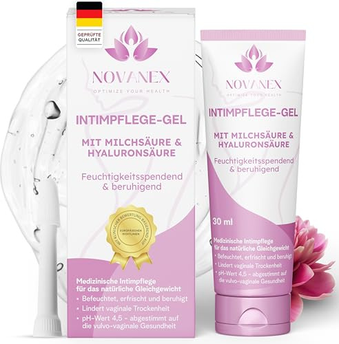 NOVANEX Vaginal gel mit Milchsäure & Hyaluronsäure – bei Scheidentrockenheit, Juckreiz & Brennen – unterstützt die Regeneration der Vaginalflora - bakterieller Infektionen & Vaginose – 30 ml
