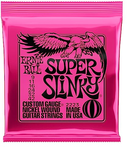 Ernie Ball Super Slinky Nickel Wound E-Gitarrensaiten, Stärke 9-42