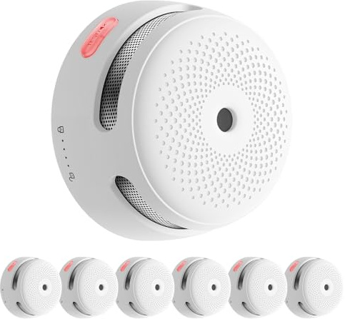 X-Sense Smart Rauchmelder XS01-M ohne SBS50 Basisstation, Zertifiziert nach EN 14604, Funkrauchmelder mit WLAN, vernetzbarer Feuermelder, kompatibel mit der X-Sense Home Security App, XS01-M, 6 Stück
