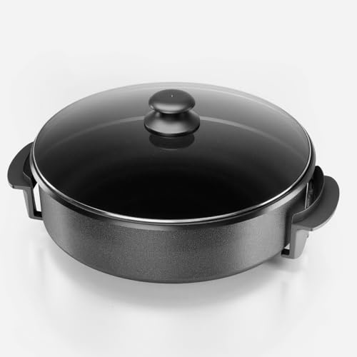 SUPERLEX Elektrische Pfanne 40cm Multifunktionspfanne 1500W mit Glasdeckel