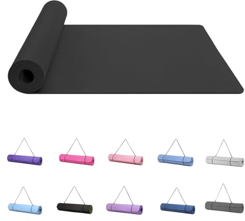Good Nite Yogamatte, Übungsmatte für Damen, Gymnastik, Pilates, rutschfest, 6 mm dick, mit Tragegurt, TPE, 183 x 61 x 0,6 cm