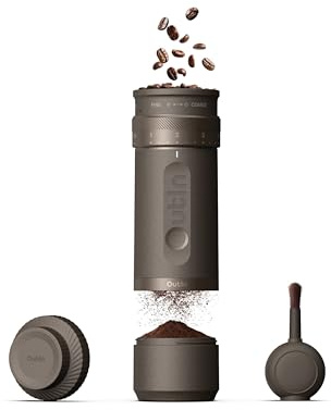 OutIn Fino Tragbare Elektrische Kaffeemühle Kegelmahlwerk - 28 Externe Mahlstufen, 7-Stern-Edelstahlkonus & Ein-Knopf-Bedienung, Kompakte Kaffeemühle Espresso mit Schnellladung, für Reise & Haushalt