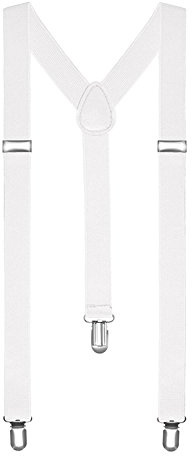 Boolavard Hosenträger Herren Damen Hosen Träger Y Form Style Clips Schmal Neon Bunt Farbig (2. Weiß)