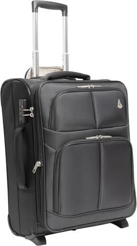 Aerolite Erweiterbar 55x40x20cm auf 55x40x23cm Lufthansa Eurowings Bordgepäck Handgepäck Koffer 55x40x20 55x40x20 mit 2 Rollen - Auch für Condor, SunExpress, TUI und Vieles Mehr (Schwarz)