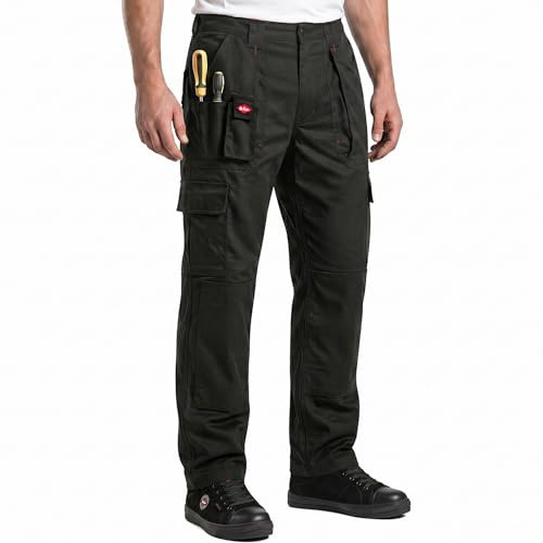 Lee Cooper LCPNT206 Arbeitskleidung Herren Multi Pocket Pflegeleicht Strapazierfähige Kniepolstertaschen Sicherheit Arbeit Cargohose, Schwarz, 34W/31L