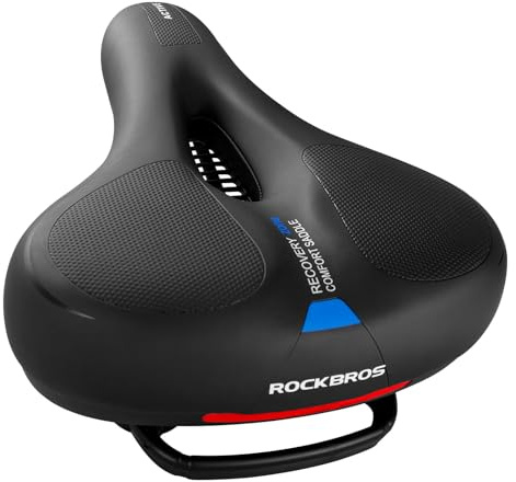 ROCKBROS Fahrradsattel Bequem Gelsattel Herren Damen Ergonomischer Breiter Fahrradsitz Weich Memory Foam MTB Rennrad 26 * 22cm Atmungsaktiv Wasserdicht,Schwarz Blau