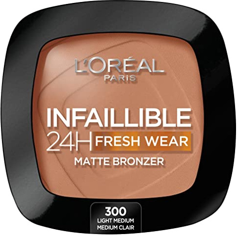 L'Oréal Paris langanhaltender und deckender Bronzer, Für eine natürliche und matte Bräune, Infaillible 24h Fresh Wear Soft Matte, Farbe: 350 Medium, 1 Stück