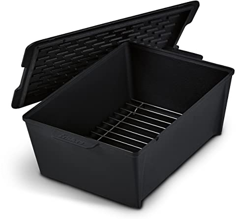 Enders® SWITCH GRID Dutch Oven, Rib Roaster, Schmortopf mit Deckel, 5,5 Liter, eckig, massives emailliertes Gusseisen, inkl. Rib Rack, schwarz #7795