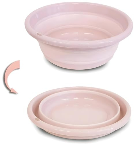 S.I.C Waschschüssel,wäschewanne,spülschüssel,Camping Schüssel,faltbar, Plastik,Platz sparen, ideal für Badezimmer, Küche, Terrasse, Garten, Thermostat-Gummi(12x31cm, Rosa)