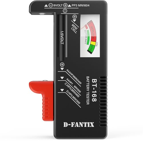 D-FantiX Batterietester, Batterie Akku Volt Checker für AA AAA C D 9V 1.5V Knopfzellen-Batterien (Model: BT-168)