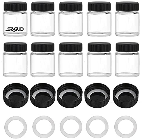 Sagud 10pcs Airbrush Flaschen 2/3 oz 20cc Kunststoff Deckel Kit und zusätzliche 5pcs Deckel 5pcs O-Ringe Farbe Lagertank für Pigmente und farbige Tinte Gläser