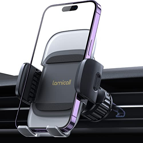 Lamicall Handyhalterung Auto, Handy Autohalterung Lüftung Handyhalter Auto | [2026 Federclip] Universal 360 Grad Vent KFZ Halterung für iPhone 17/16/15/14/13 Pro Max Plus, Samsung 4-7 Zoll Smartphone