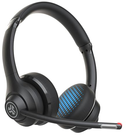 JLab Go Work Headset mit Mikrofon Bluetooth, 45+ Std. Akku, On Ear Wireless Headset mit Mikrofon und Multipoint, Kabellos oder mit Kabel, für PC, Handy, Büro
