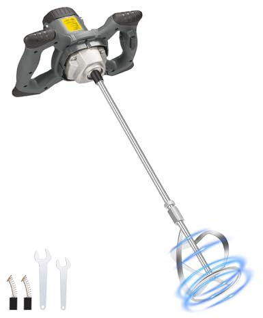 CUBEWAY Rührwerk Mörtelrührer, 1200W Betonmischer, 6-Gang-Getriebe mit variabler,inkl. Mörtel 60CM mit M14 Gewinde für Mischgut Beton, Mörtel, Putz, Farbe, Kleber und Zement