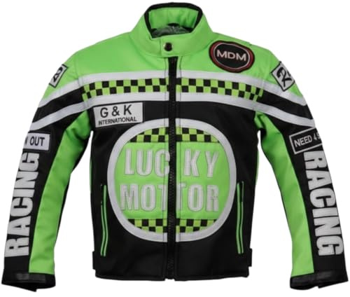 MDM Kinder Motorradjacke Racingjacke Biker Textiljacke Racing Stil, Biker | Winddicht, Wasserabweisend, Stehkragen, Mehrere Farben, mit Protektoren