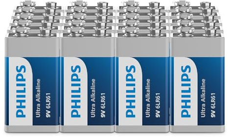 Philips Ultra 9V Alkali-Batterien, 6LR61 - Für Rauchmelder und Radios, 20 Stück