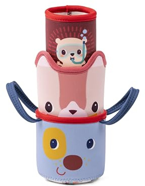 Lilliputiens – 3 Bade-Becher – Stapelbare Bade-Becher – Sensorisches Spielzeug für Kleinkinder – Lustiges Spielzeug für Badewanne und Schwimmbad – Aus Neopren – Ab 6 Monaten – 83584