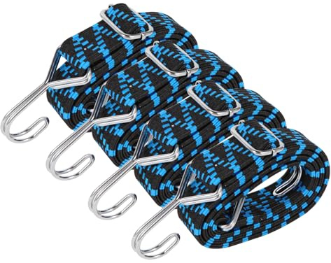 Verstellbar Spanngummi ,4er Expander mit Haken Gepäckspanner 100CM Gummispanner mit Haken für Sackkarre Gepäckträger Fahrrad Motorrad Camping Blau.