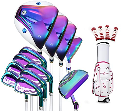 Products Set mit 12 Golfschlägern für Damen, der Driver ist ultradünn und hat einen hohen Rebound, geeignet für Golf, Outdoor, Indoor, Damen, Anfänger, Farbe:Farbe Vision