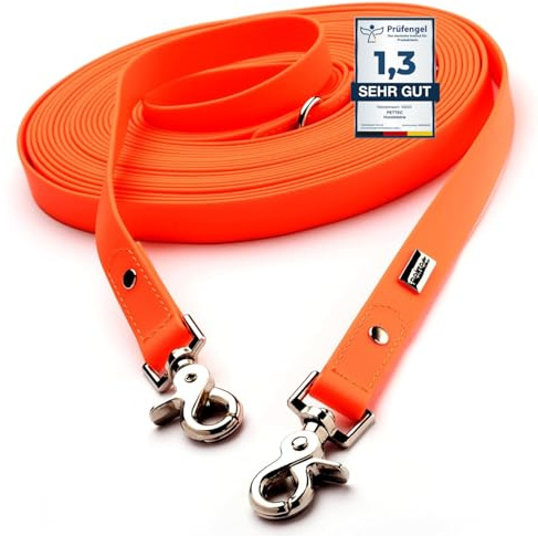 PetTec Hundeleine, Schleppleine & Führleine *5m* bis 80kg, verstellbare Trainingsleine/Ausbildungsleine/Trekkingleine für Hunde aus TRIOFLEX (ähnl. Biothane), wasserabweisend & robust, Dog Leash