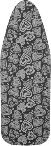 Pottwal Neu Premium-Bügeltischbezug für Schnelles und Einfaches Bügeln, für Dampfbügeleisen, Schwarzes Herz, 36-40cm x 116-120cm (Größe L)