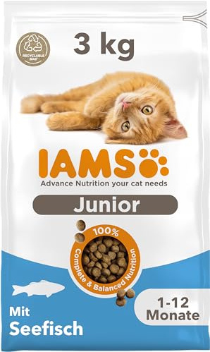 IAMS Trockenfutter mit Fisch für Kitten im Alter von 1-12 Monaten, 3 kg | Junior Katzenfutter trocken mit Fisch | für Kitten | im Alter von 1-12 Monaten