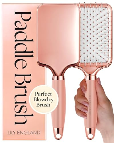 Haarbürste ohne Ziepen - Bürste zum Entwirren - Frauen Geschenk - Paddle Brush - Angenehme Borsten für die Haare & Kopfhaut - Bürste für alle Haartypen (Roségold & Weiß)