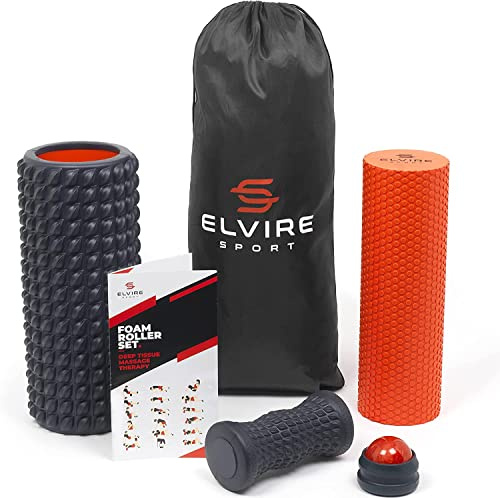 Elvire Faszienrolle für Tiefenmassage, Enthält Schaumstoffrollen, Massageroller Weich & Triggerpunkte, Faszienball (massageball), Fußroller Rücken, Beine, Füße, Nacken Plantarfasziitis