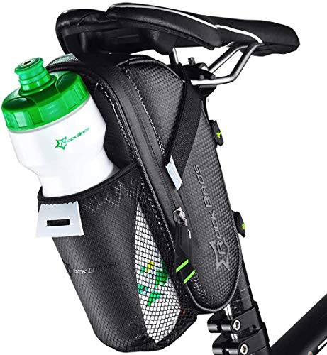 ROCKBROS Satteltasche Fahrrad wasserdichte Fahrradsatteltasche mit Flaschenhalter für MTB Rennrad Kratzfest Reflektierend