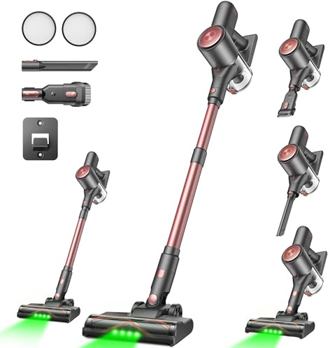 Vexilar V10PRO Akku Staubsauger Kabellos 45Mins/45KPA/450W, Akkustaubsauger mit Geen LED, 6-in-1 Ultraleicht Kabelloser Staubsauger, Super Leise für Teppich,Hartboden und Tierhaare