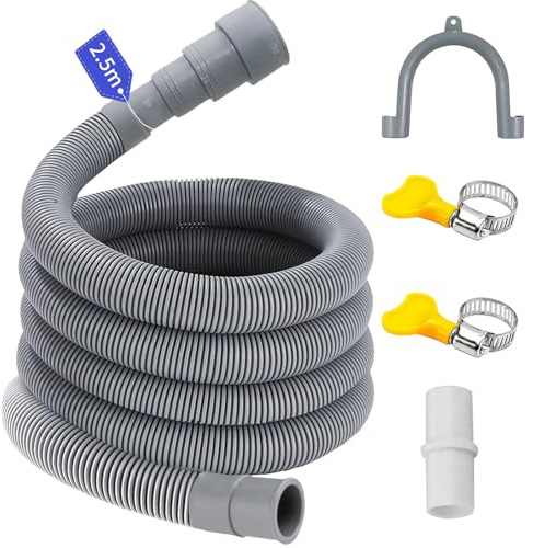 Ablaufschlauch Waschmaschine 0.5/1/1.5/2/2.5/3/4/5/6/7M | Passend für 4 Schnittstellengrößen, Waschmaschine Schlauch Abwasserschlauch Verlängerung Wasserleitung Sinken (2.5 M)