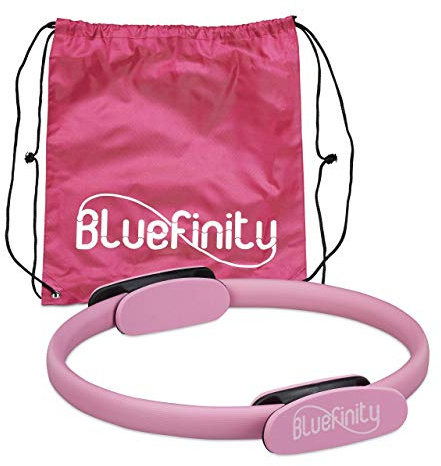 Bluefinity Pilates Ring mit Übungen, Doppelgriff, gepolstert, Widerstandsring Yoga, Fiberglas, Fitness Ring Ø 37cm, pink