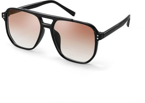 FEISEDY Retro Square Sonnenbrille Damen Herren 70er Jahre Vintage B2835 | Trendy Brille, Double Brücke, UV400 Schutz